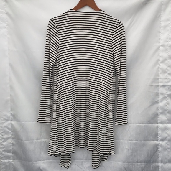 SOMA / Luxuriously Soft Live Lounge Wear Black & White Striped Cardigan Size M - Picture 2 of 9